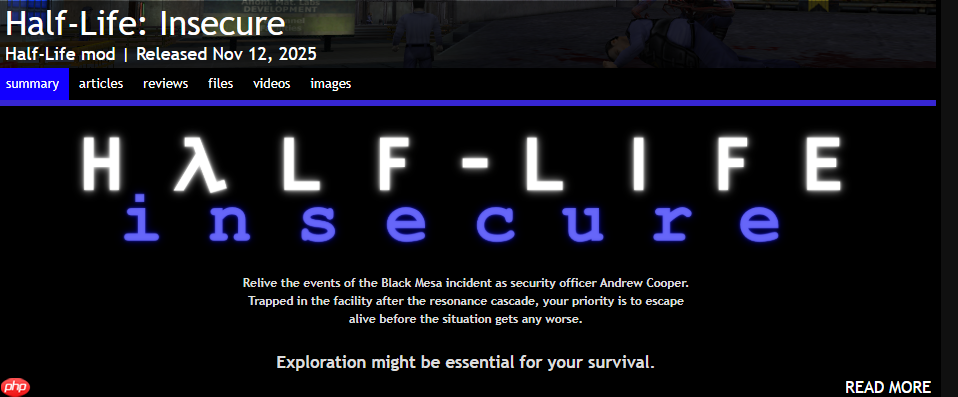 一代《半条命》新MOD《不安》发布 讲述另一视点故事