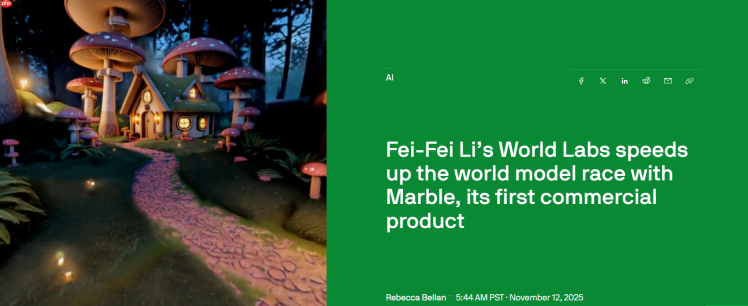 李飞飞团队推出首款商用世界模型 Marble