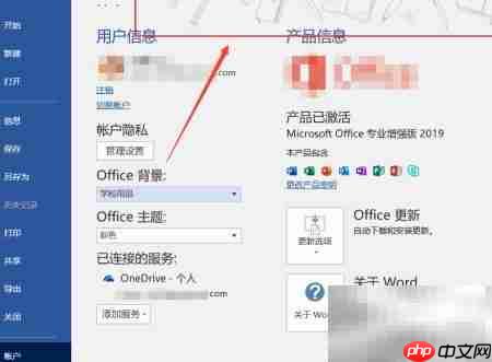 Office 2019背景设置方法