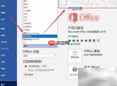 Office 2019背景设置方法