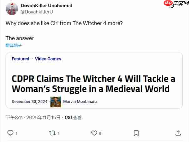 CDPR新社区经理:很难喜欢上《巫师3》里的希里