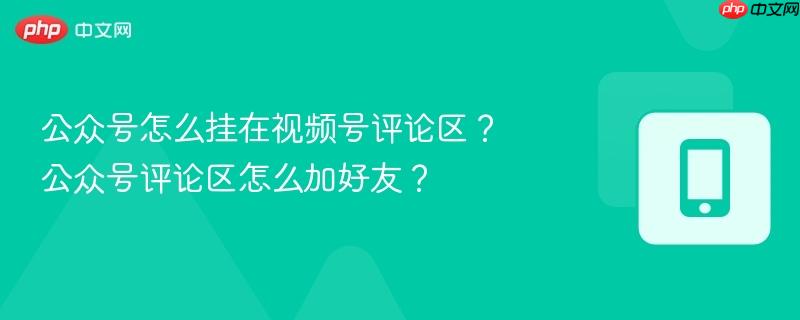 公众号怎么挂在视频号评论区?公众号评论区怎么加好友?
