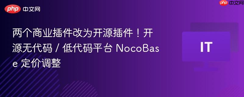 两个商业插件改为开源插件!开源无代码 / 低代码平台 nocobase 定价调整