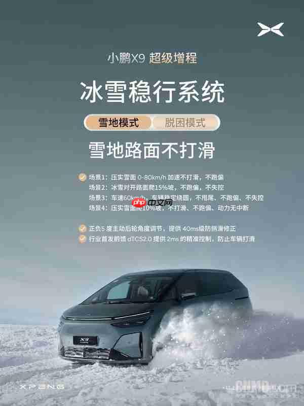 小鹏X9超级增程全球首发冰雪稳行系统!提供两大模式