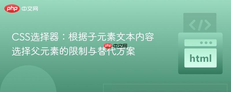 CSS选择器:根据子元素文本内容选择父元素的限制与替代方案