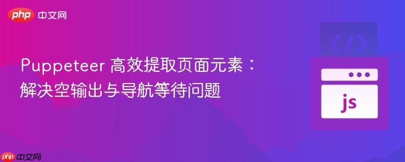 Puppeteer 高效提取页面元素：解决空输出与导航等待问题
