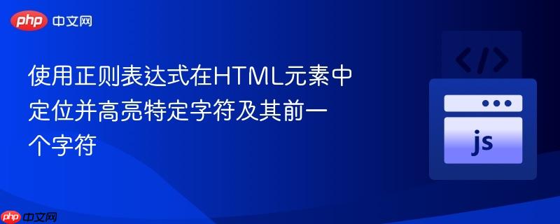 使用正则表达式在html元素中定位并高亮特定字符及其前一个字符