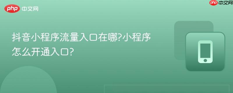 抖音小程序流量入口在哪?小程序怎么开通入口?