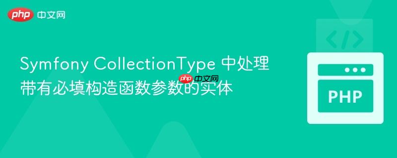 Symfony CollectionType 中处理带有必填构造函数参数的实体
