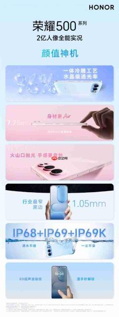 全新横向跑道式设计 荣耀500系列登场:iphone同款工艺