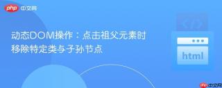 动态DOM操作：点击祖父元素时移除特定类与子孙节点