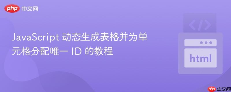 JavaScript 动态生成表格并为单元格分配唯一 ID 的教程
