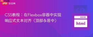 CSS教程：在Flexbox容器中实现响应式文本对齐（顶部与居中）