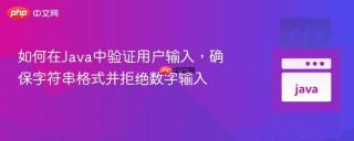 如何在Java中验证用户输入，确保字符串格式并拒绝数字输入