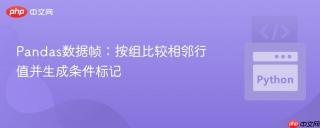 Pandas数据帧：按组比较相邻行值并生成条件标记
