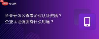 抖音号怎么查看企业认证资质？企业认证资质有什么用途？