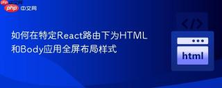 如何在特定React路由下为HTML和Body应用全屏布局样式