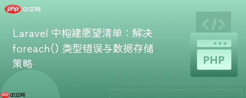 laravel 中构建愿望清单:解决 foreach() 类型错误与数据存储策略