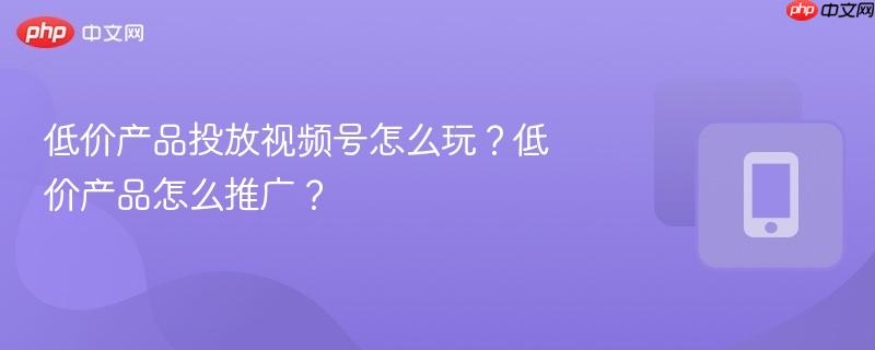 低价产品投放视频号怎么玩？低价产品怎么推广？
