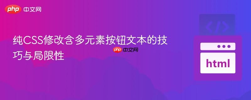 纯CSS修改含多元素按钮文本的技巧与局限性