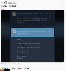 一封特殊的工单暖了Steam客服的心:圣诞快乐!
