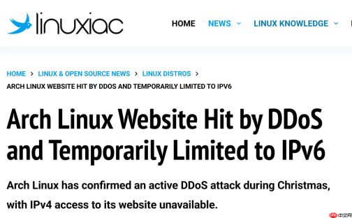 Arch Linux 官网再度被 DDoS 攻击，目前仅支持 IPv6 访问