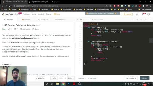 LeetCode问题解析：移除回文子序列，掌握字符串技巧