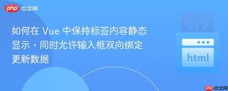如何在 Vue 中保持标签内容静态显示，同时允许输入框双向绑定更新数据