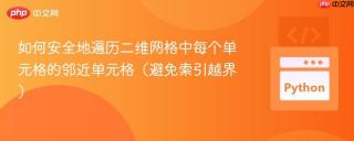 如何安全地遍历二维网格中每个单元格的邻近单元格(避免索引越界)