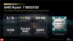 全球最快游戏CPU更快了！AMD 9800X3D升级版9850X3D发布：比Intel 285K最多快60%