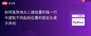 如何高效地从二维张量的每一行中提取不同起始位置的固定长度子序列