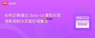 如何正确通过 data-id 属性实现导航控制与页面区域激活