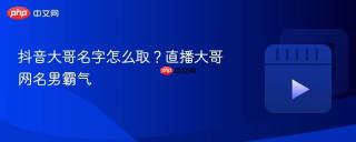 抖音大哥名字怎么取？直播大哥网名男霸气