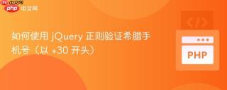 如何使用 jQuery 正则验证希腊手机号（以 +30 开头）
