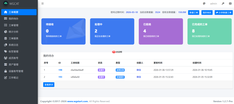 工单系统 WGCAT v1.2.7 正式发布