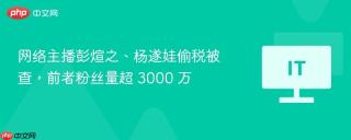 网络主播彭煊之、杨遂娃偷税被查，前者粉丝量超 3000 万
