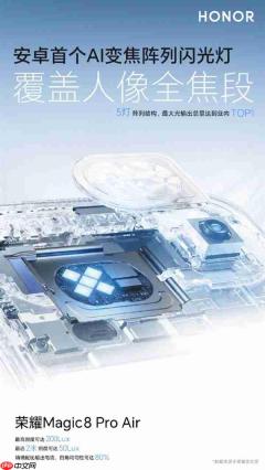 荣耀Magic8 Pro Air支持AI变焦阵列闪光灯:安卓独一家 亮度超iPhone