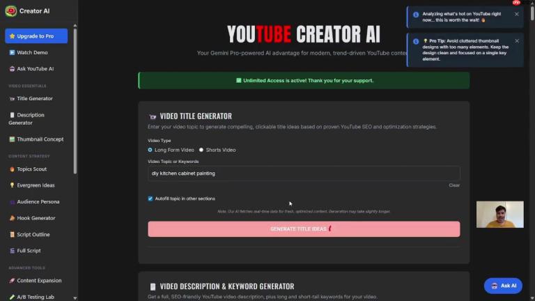 YouTube Creator AI：终极内容创作助手