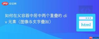如何在父容器中居中两个重叠的 div 元素（图像与文字叠加）