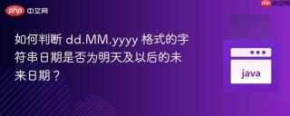 如何判断 dd.MM.yyyy 格式的字符串日期是否为明天及以后的未来日期？