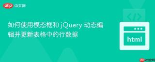 如何使用模态框和 jQuery 动态编辑并更新表格中的行数据