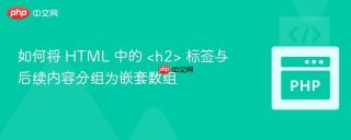 如何将 HTML 中的 <h2> 标签与后续内容分组为嵌套数组
