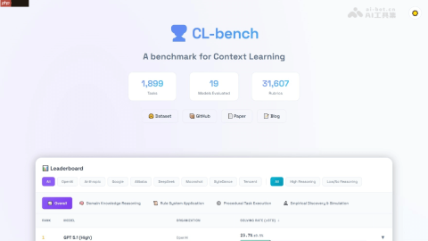 CL-bench— 腾讯姚顺雨团队推出的模型学习能力评测基准