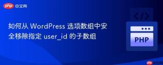 如何从 WordPress 选项数组中安全移除指定 user_id 的子数组