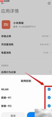小米11禁止应用联网方法