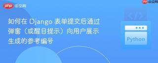 如何在 Django 表单提交后通过弹窗（或醒目提示）向用户展示生成的参考编号