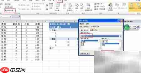 Excel透视表分析目标达成