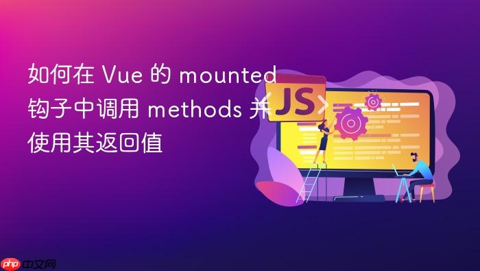 如何在 Vue 的 mounted 钩子中调用 methods 并使用其返回值
