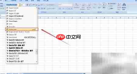 Excel设置简体阿拉伯语字体
