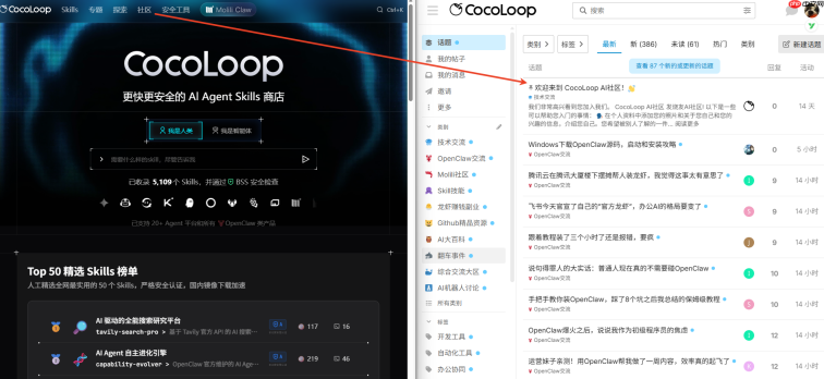 CocoLoop:一款国内的ClawHub网站